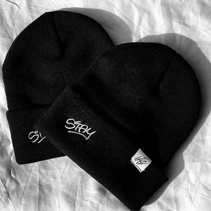 Black Stray Kids STAY embroidered knit beanie