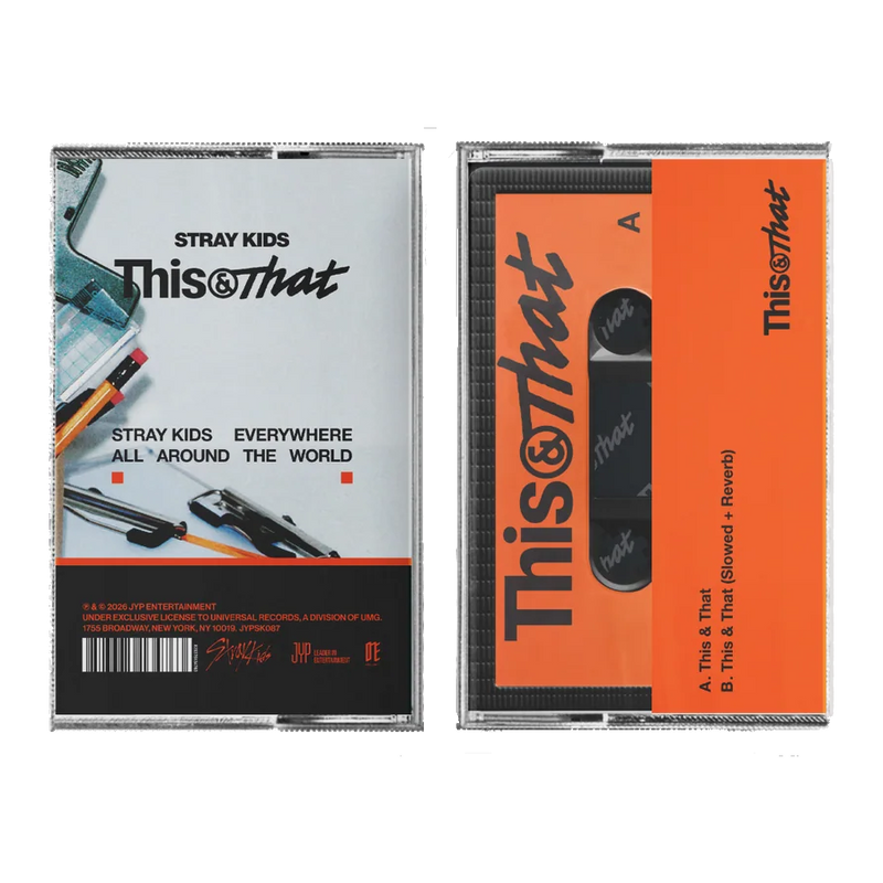 Orange and black THIS & THAT cassette album packaging