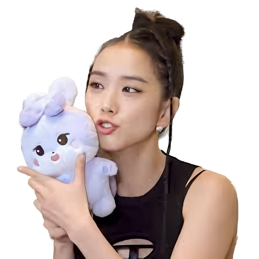 BLACKPINK Jisoo holding a purple plush character