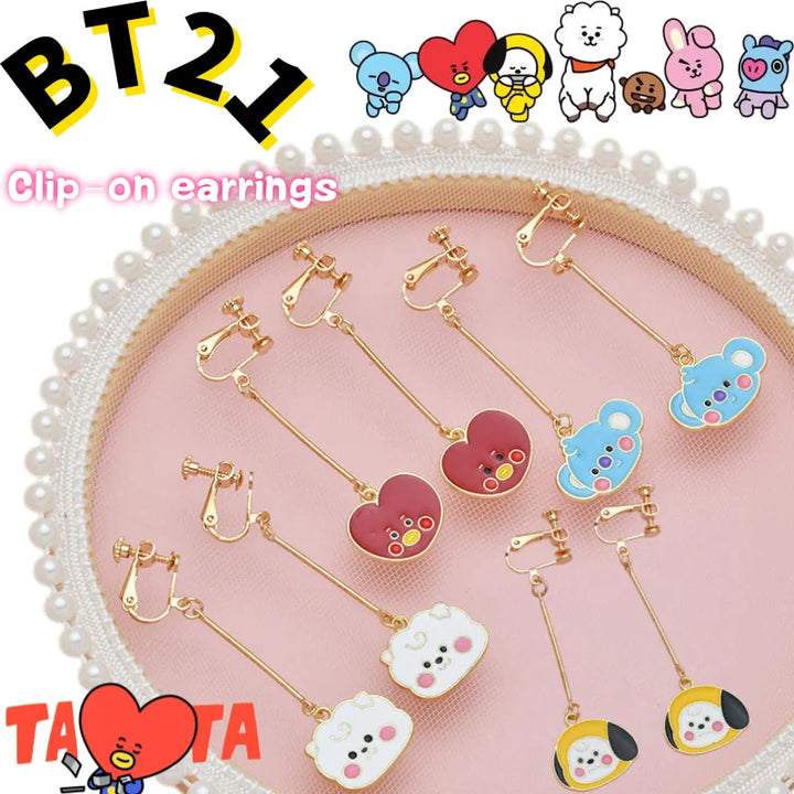 BT21 Character Clip-On Earrings – main product view
