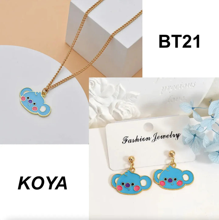 BT21 Koya Necklace & Short Earrings Set — image 1