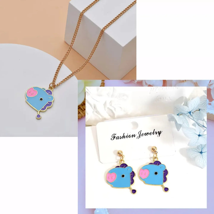 BT21 MANG Necklace & Stud Earring Set – view 1