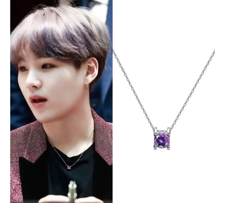 BTS SUGA Purple Stone Necklace – view 1