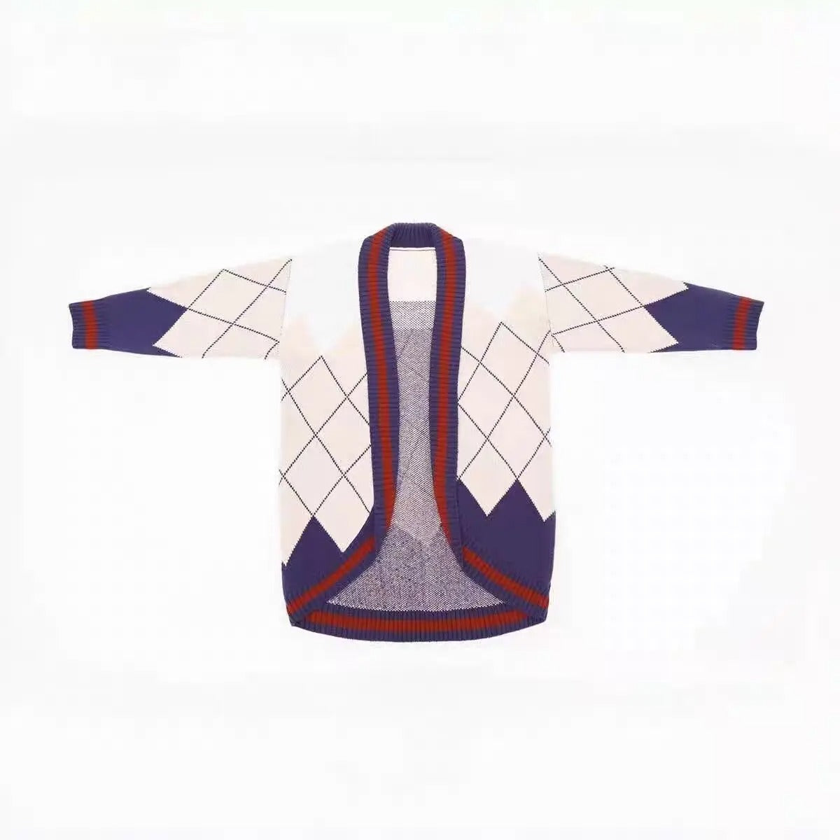 Love and Deepspace Rafayel-inspired argyle knit cardigan front view