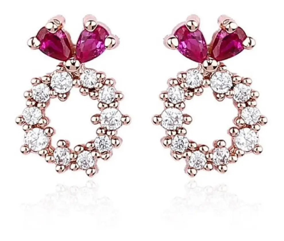 Heart-in-Circle Zirconia Stud Earrings — image 1