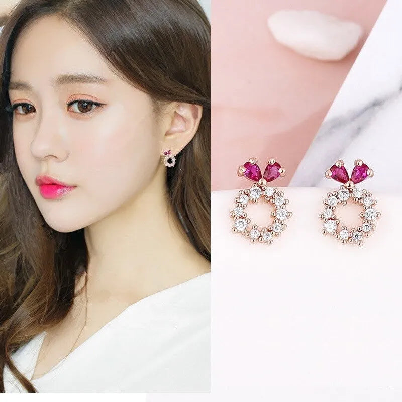 Heart-in-Circle Zirconia Stud Earrings — image 5