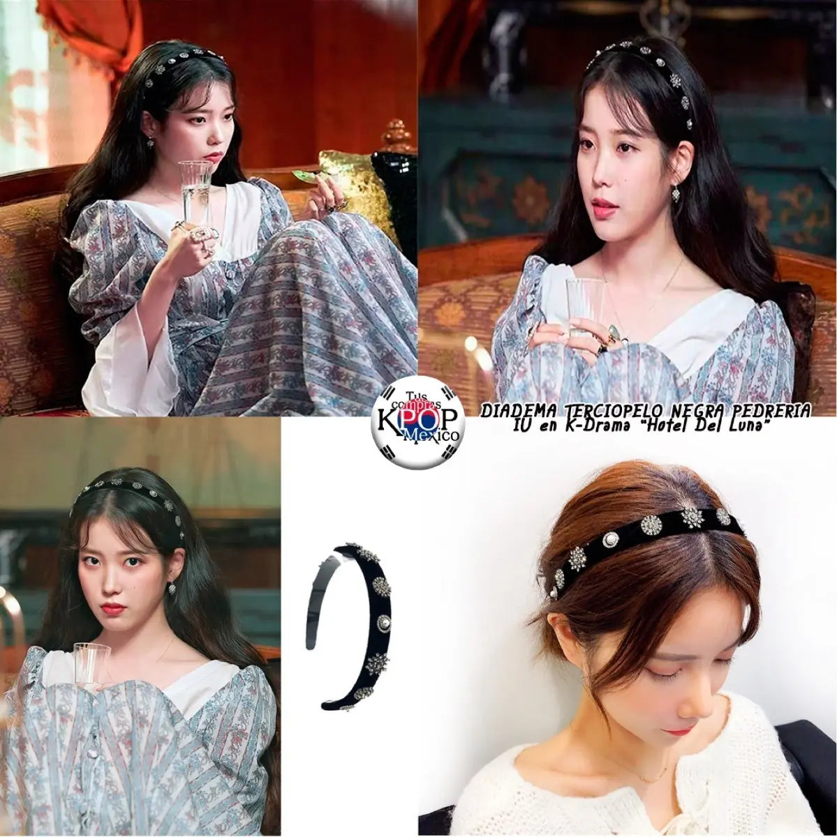 Hotel Del Luna IU Black Velvet Headband — image 1