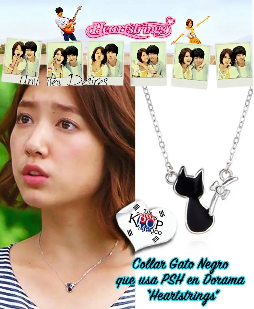 Heartstrings Black Cat Pendant Necklace — image 1