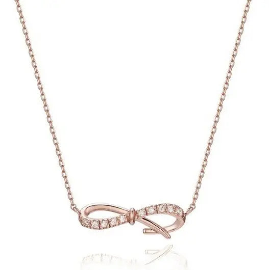 Meow, the Secret Boy Bow Necklace – Rose Gold-Tone — image 1