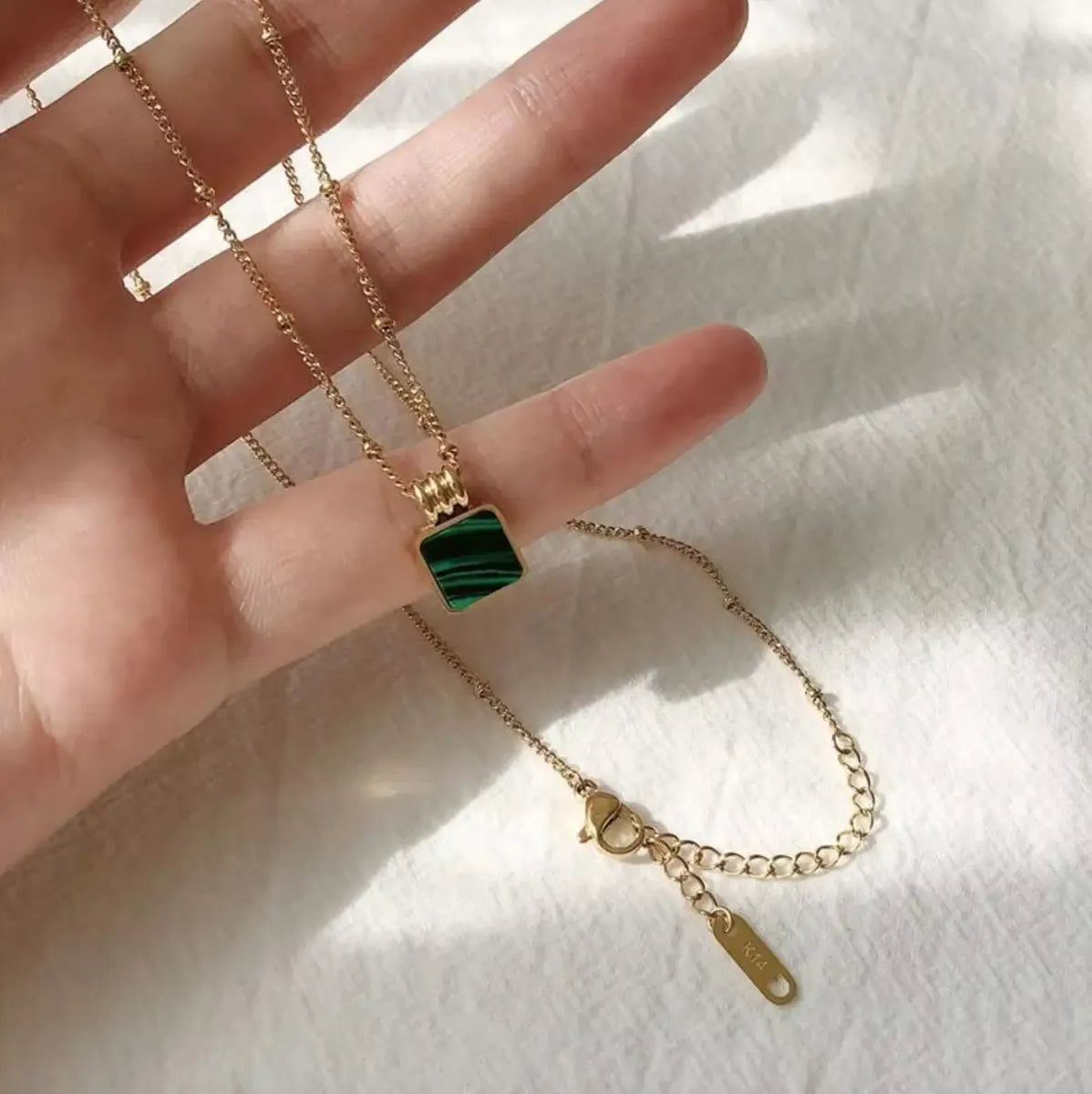 BTS SUGA Green Stone Necklace – Gold-Tone — image 2
