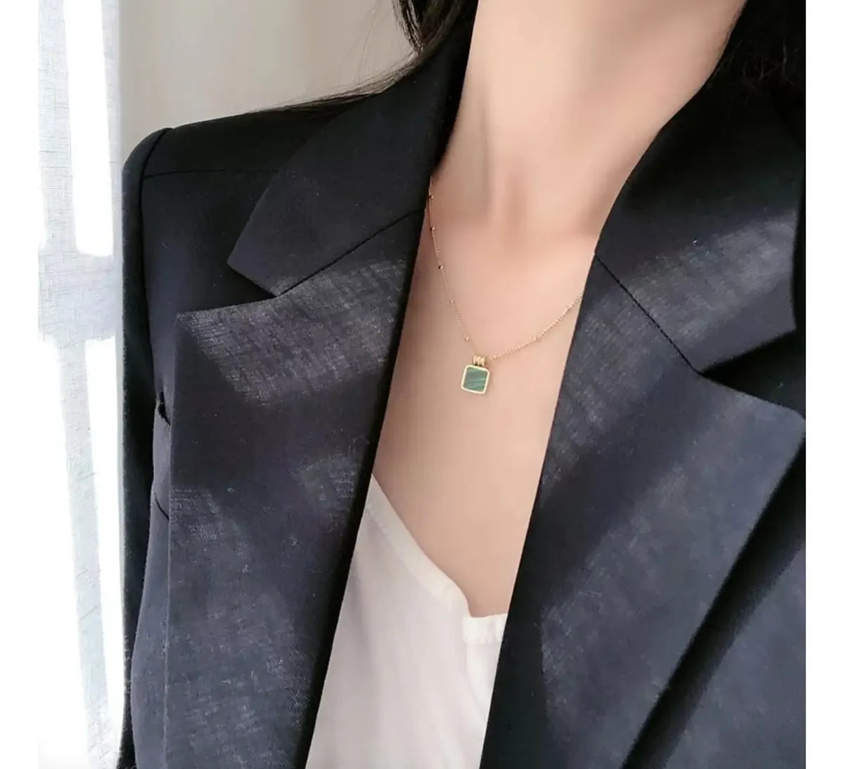 BTS SUGA Green Stone Necklace – Gold-Tone — image 3