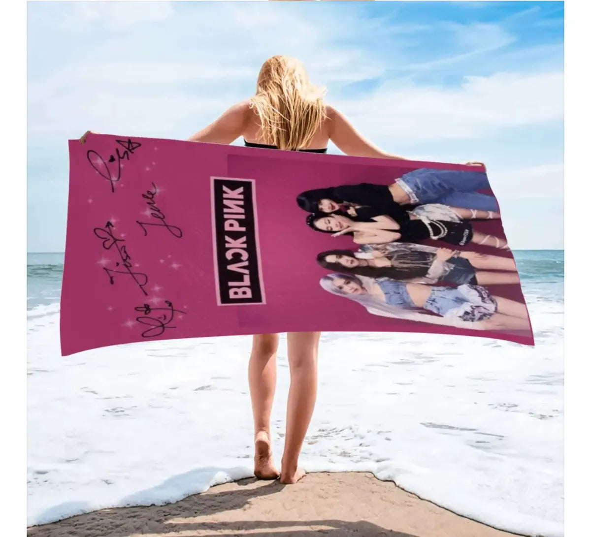 pink BLACKPINK signature print beach towel – image 5