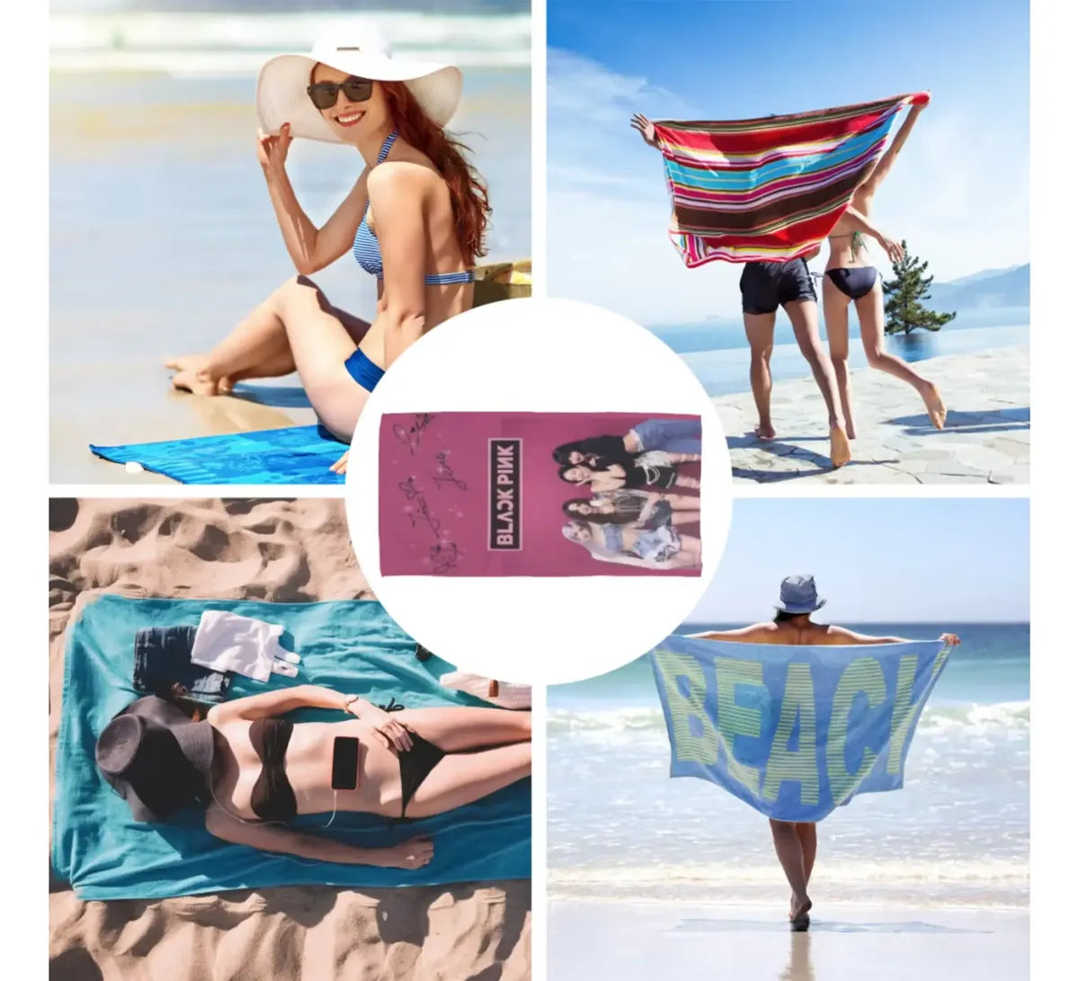 pink BLACKPINK signature print beach towel – image 6