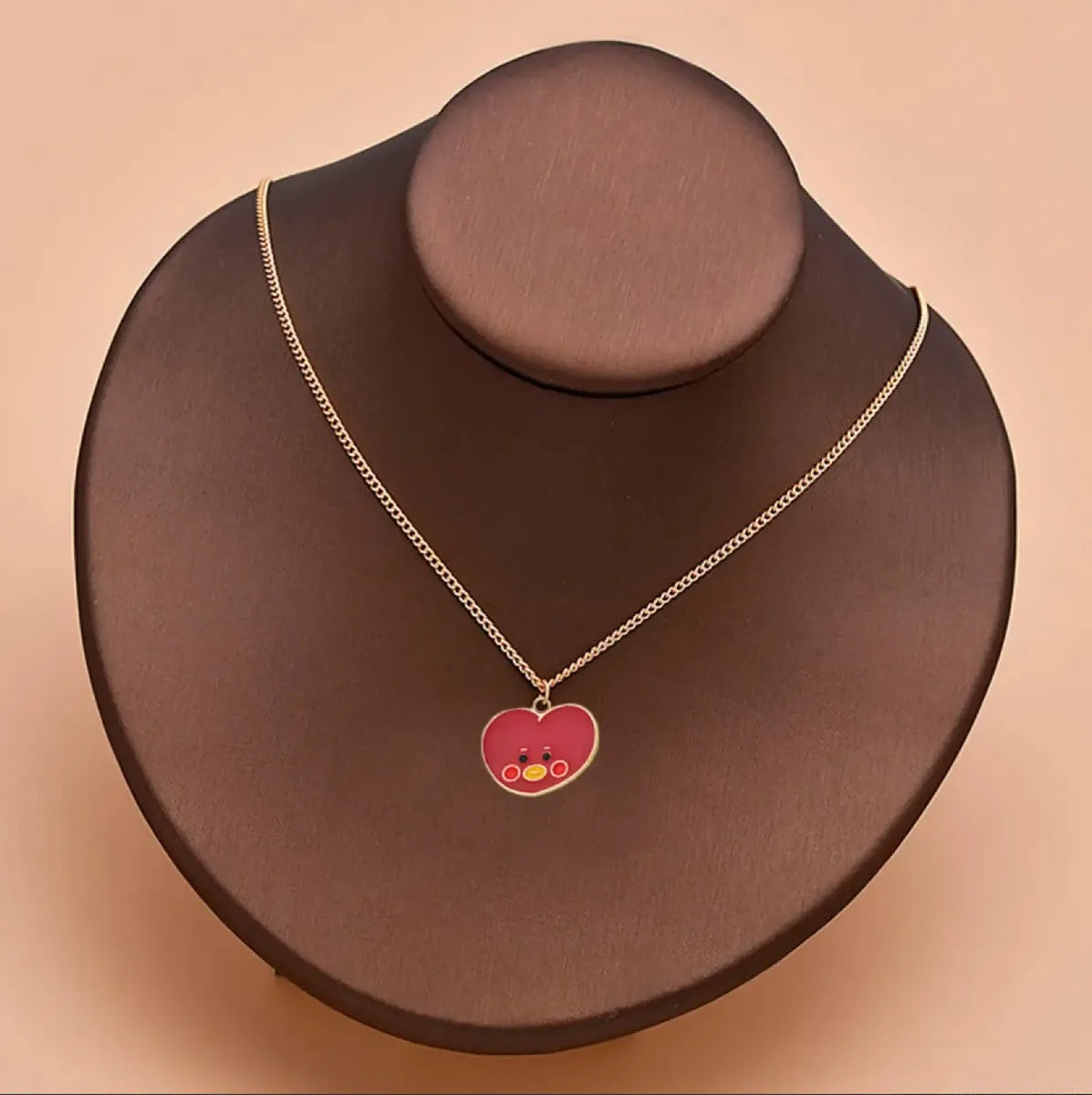 BT21 Tata Heart Necklace & Earrings Set – Red — image 3