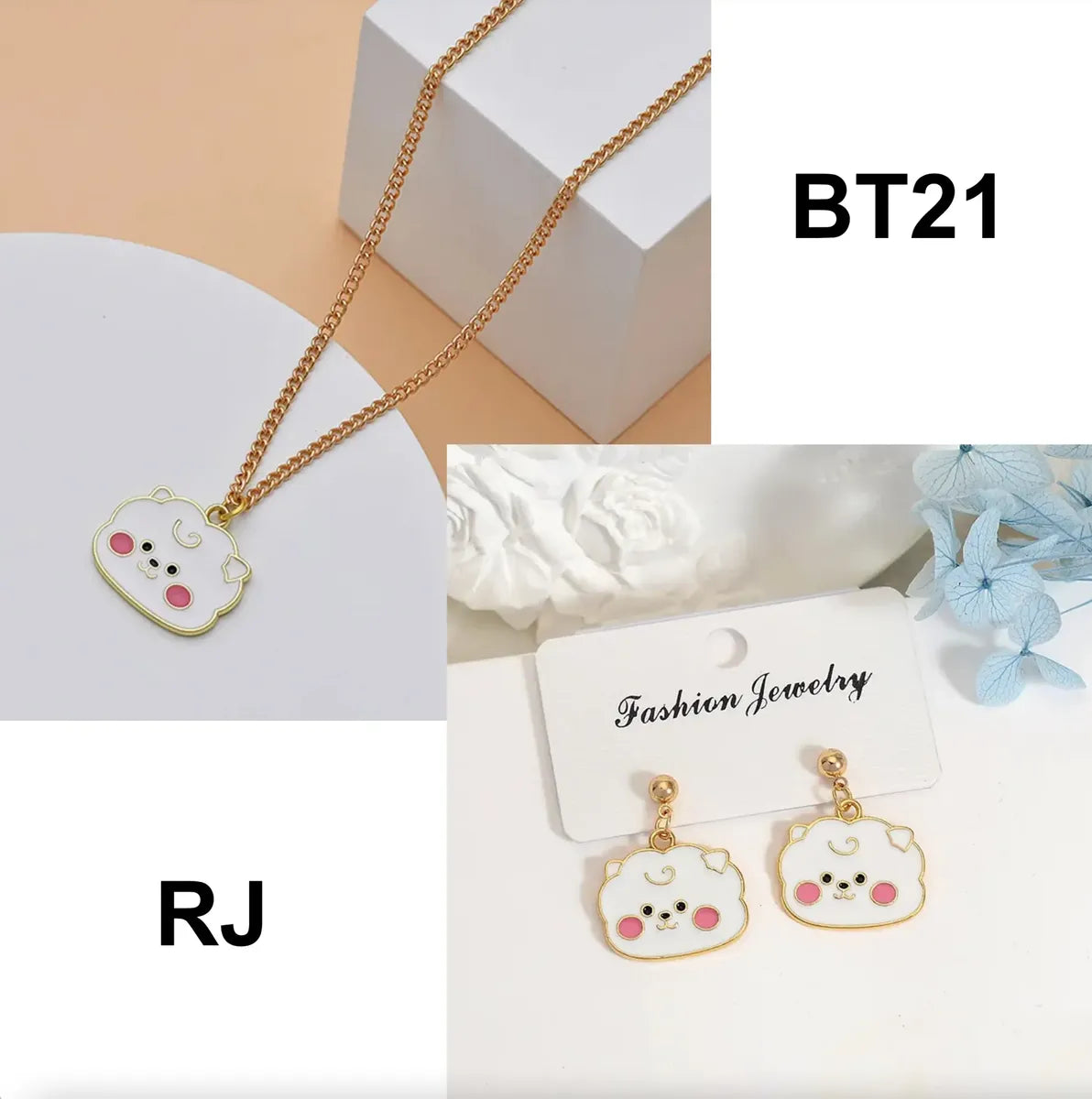 BT21 RJ Necklace & Earrings Set — image 1