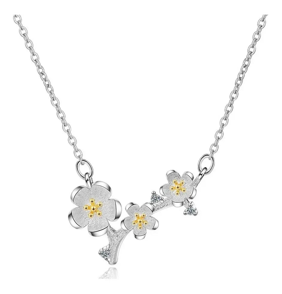 Cherry Blossom Branch Necklace – Silver-Tone — image 1
