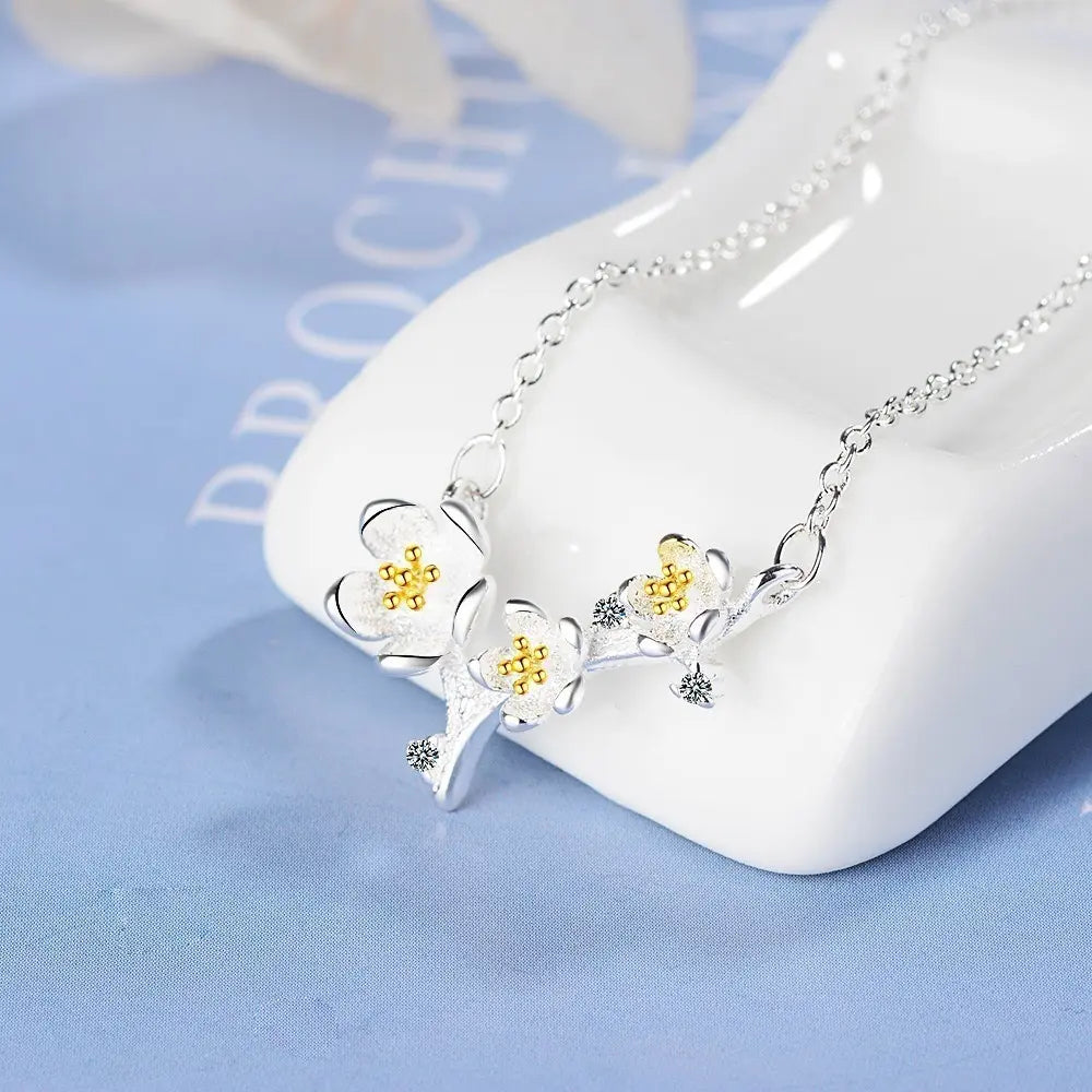 Cherry Blossom Branch Necklace – Silver-Tone — image 3