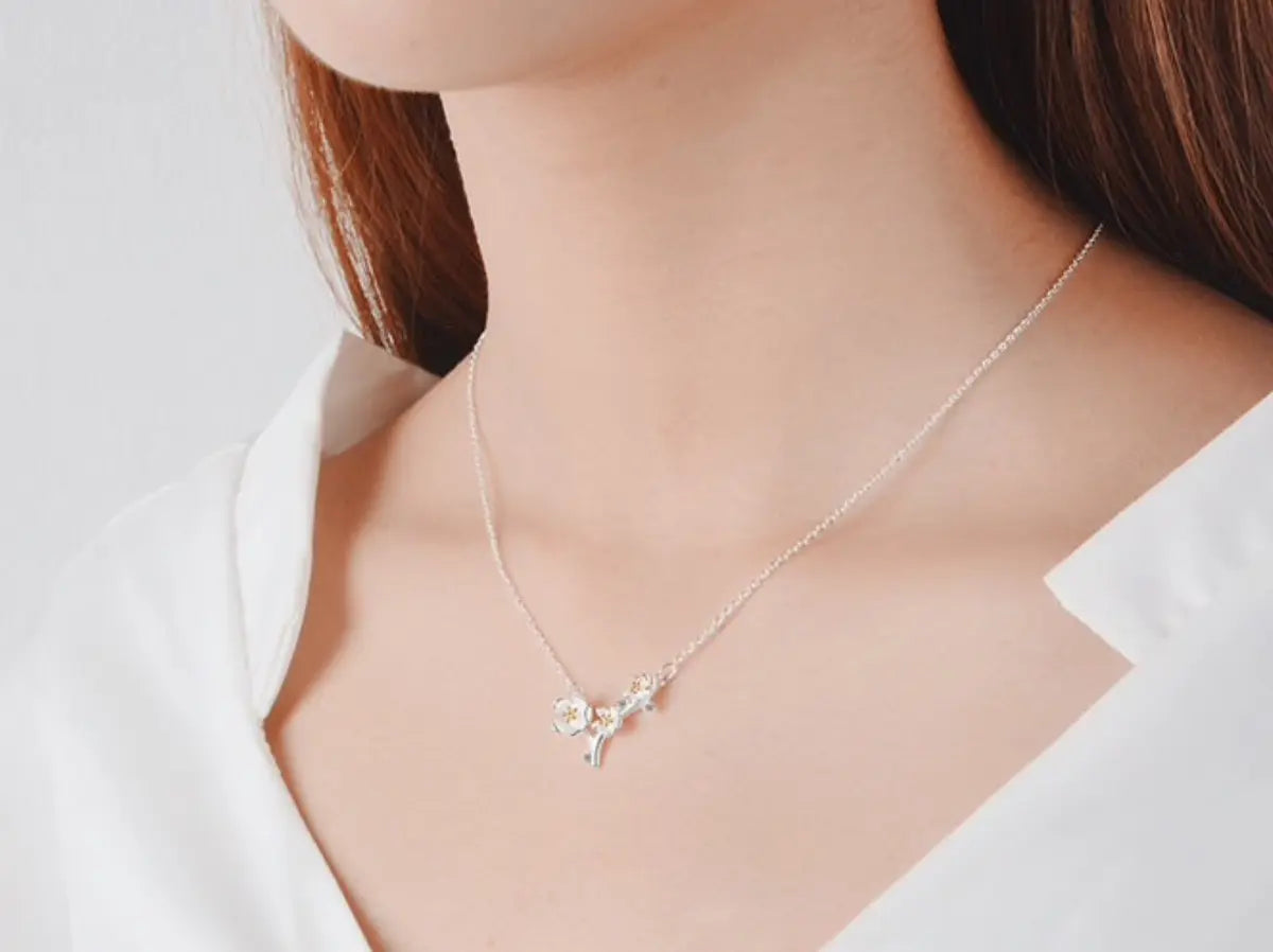 Cherry Blossom Branch Necklace – Silver-Tone — image 8