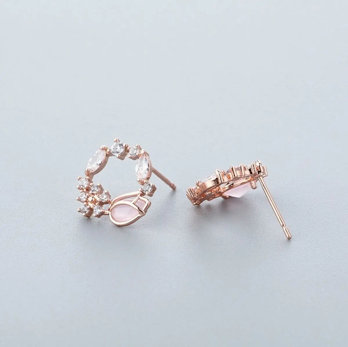 Pink Tulip Necklace & Earrings Set – Rose Gold-Tone — image 2