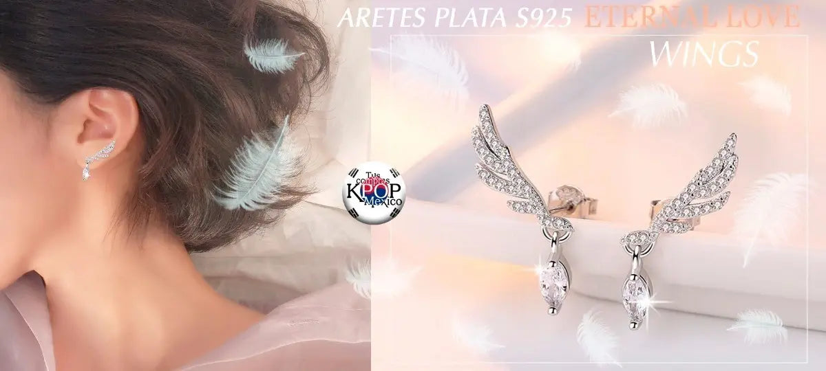 Eternal Love Wing Drop Earrings – Silver-Tone — image 3