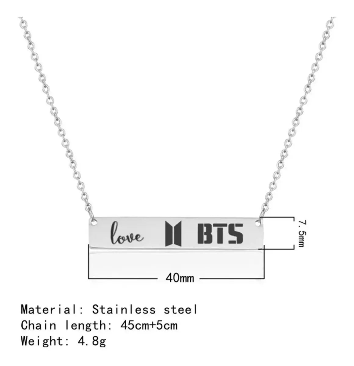 BTS LOVE Pendant Necklace – Silver-Tone — image 3