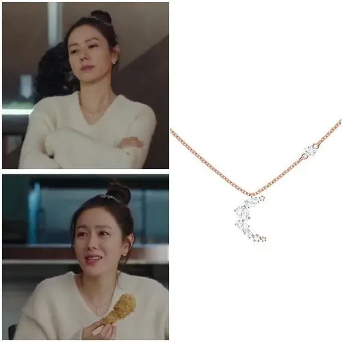 Crash Landing on You rose gold-tone moon and star necklace – image 2