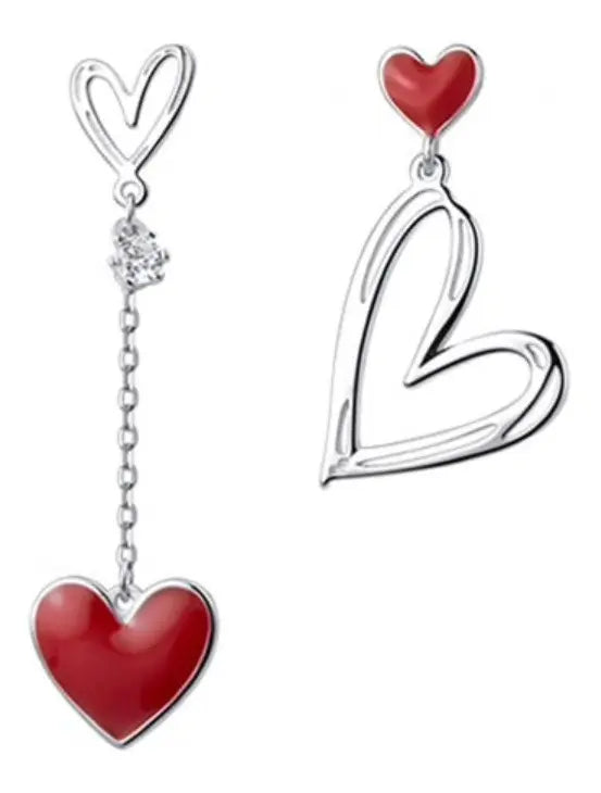 Asymmetrical Heart Drop Earrings – Silver-Tone — image 1