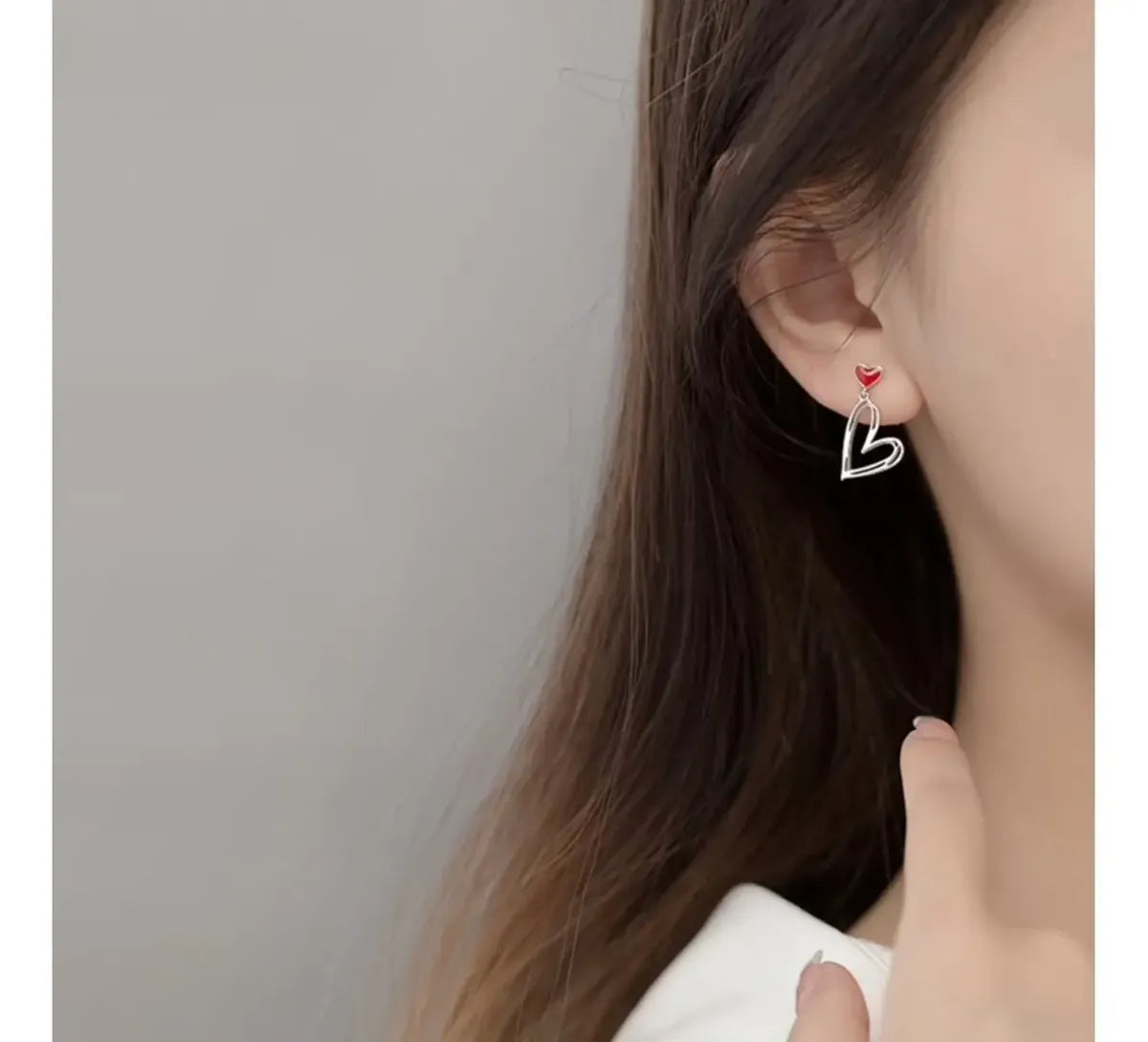 Asymmetrical Heart Drop Earrings – Silver-Tone — image 4