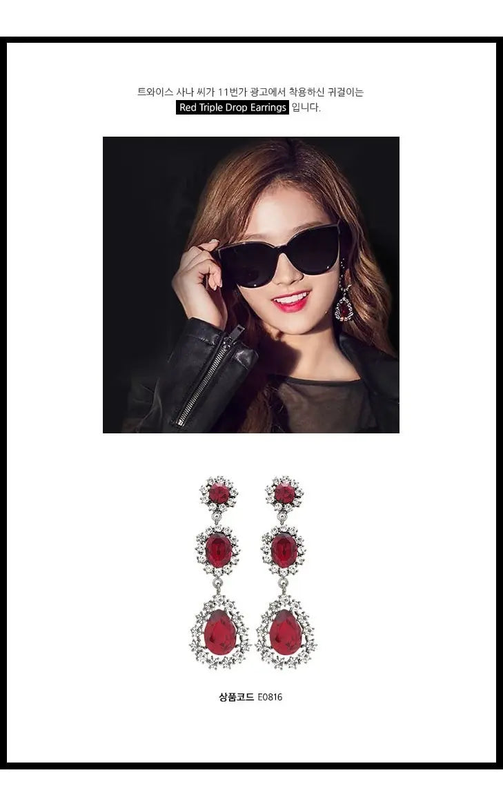 K-pop Red Crystal Drop Earrings – BLACKPINK, TWICE & f(x) — image 6
