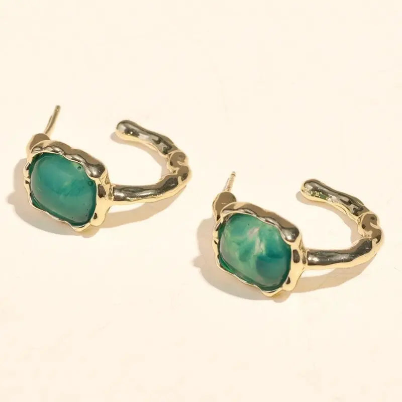 BTS Jimin Green & Gold Hoop Earrings — image 2