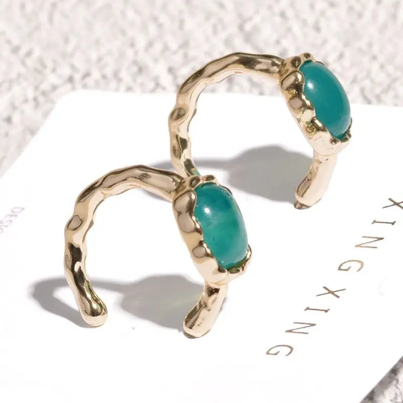 BTS Jimin Green & Gold Hoop Earrings — image 3