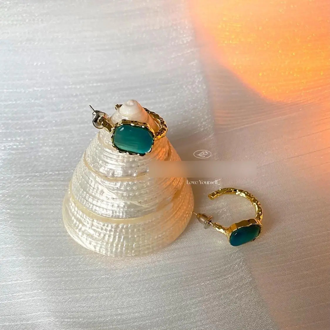 BTS Jimin Green & Gold Hoop Earrings — image 5