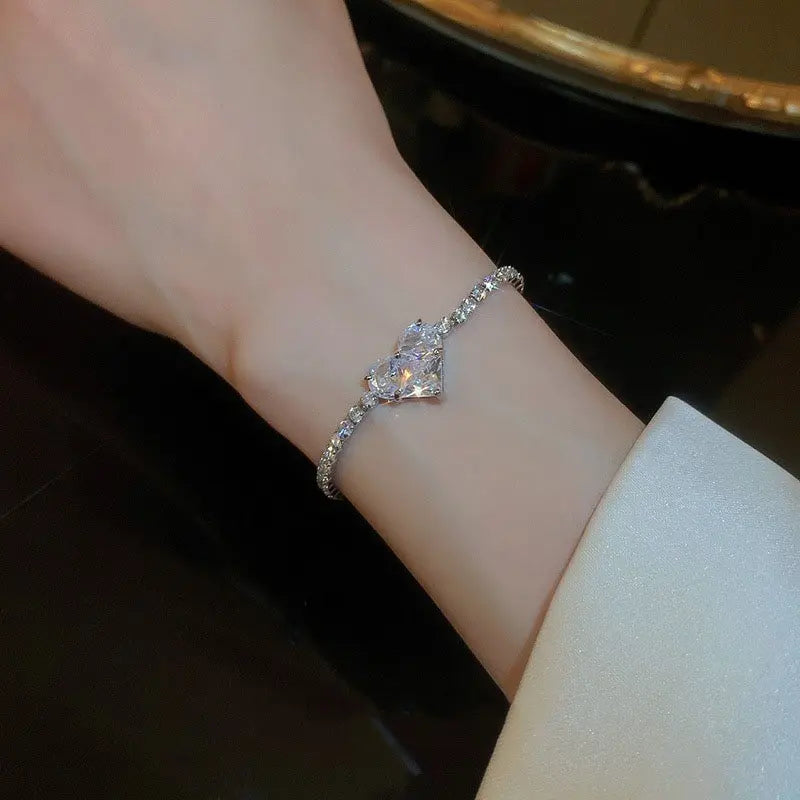 Adjustable Crystal Heart Bracelet – Silver-Tone — image 2