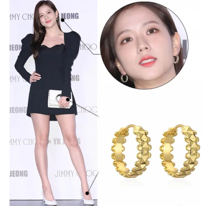 BLACKPINK Jisoo Gold Hoop Earrings – Ice Cream Style — image 1