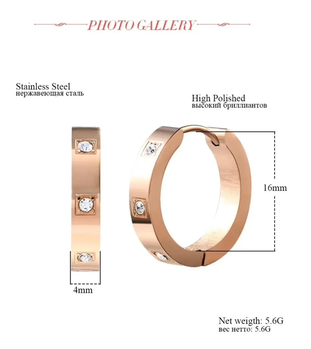 Rose Gold-Tone Crystal Hoop Earrings — image 1