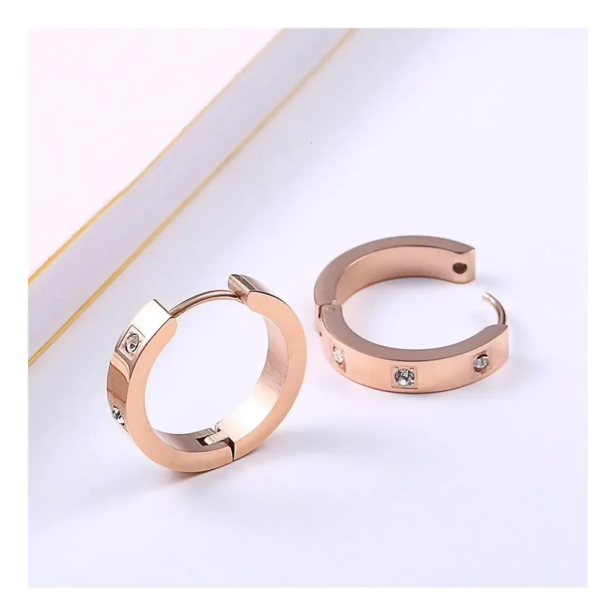 Rose Gold-Tone Crystal Hoop Earrings — image 2