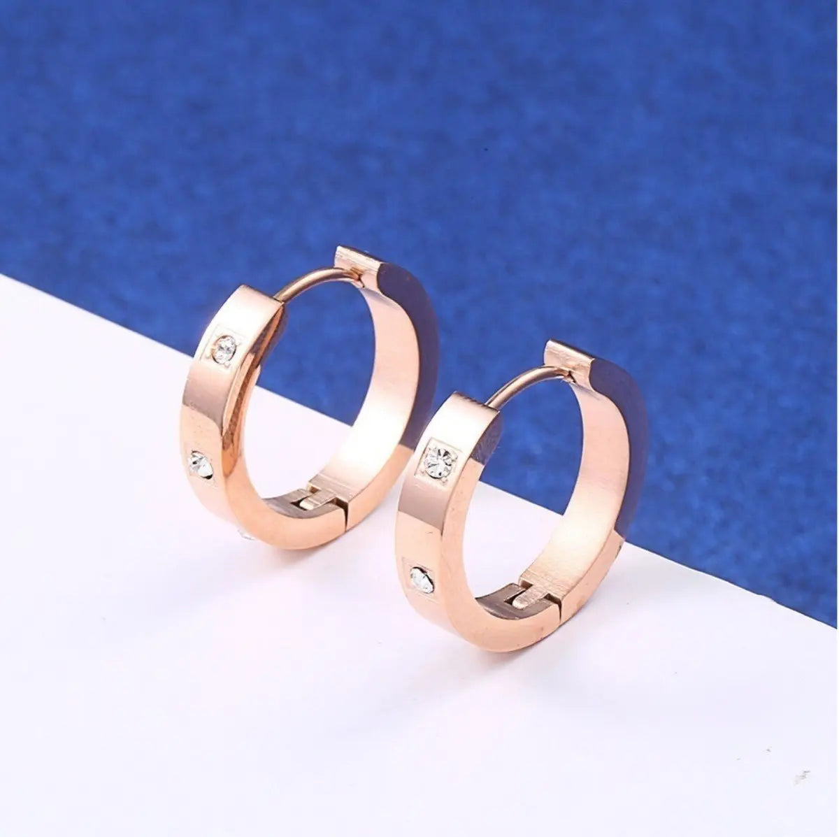Rose Gold-Tone Crystal Hoop Earrings — image 3