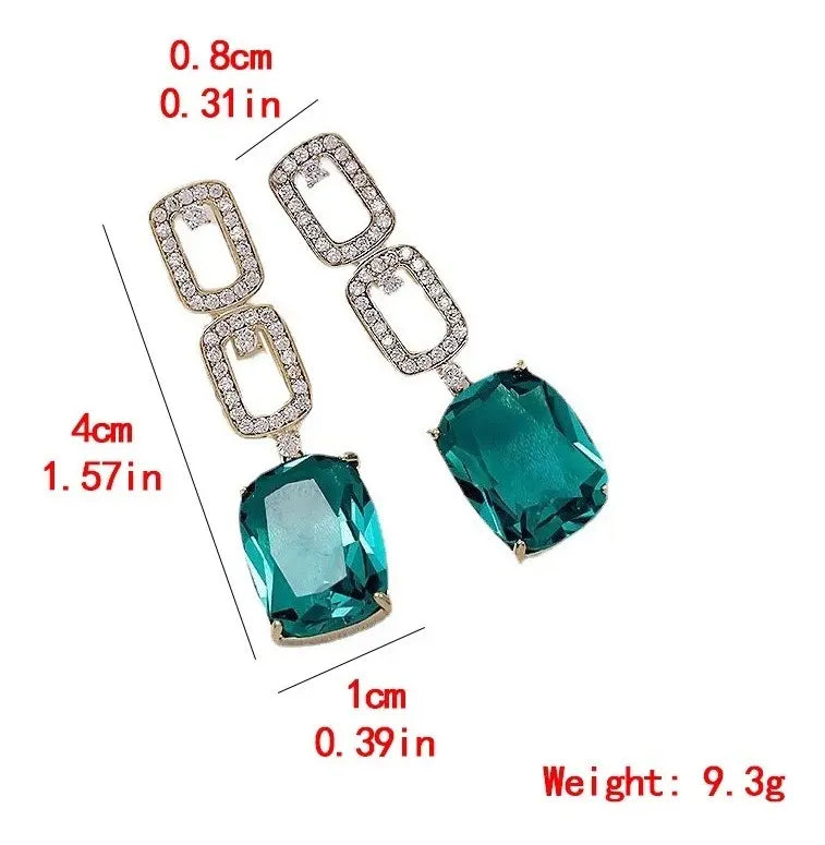 Green Stone Drop Earrings – Gold-Tone — image 8