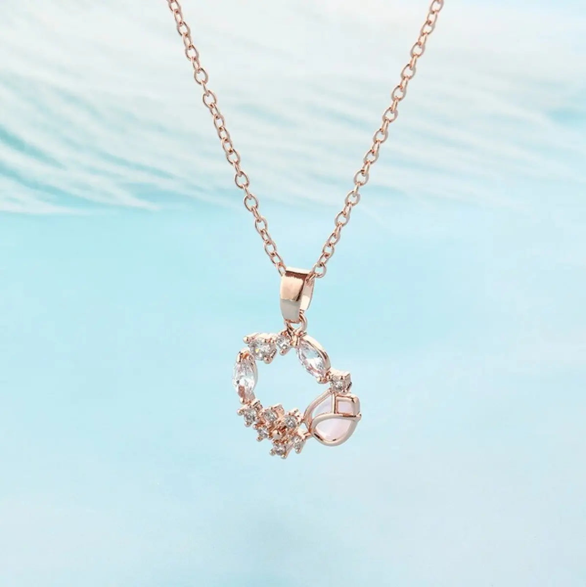 Pink Tulip Flower Necklace – Rose Gold-Tone — image 2