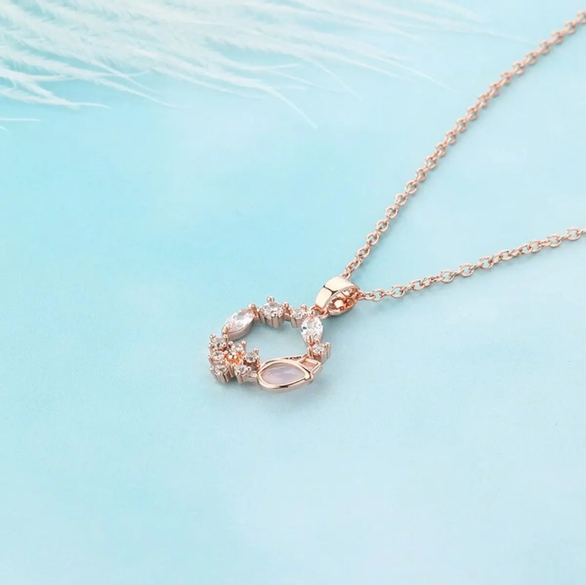 Pink Tulip Flower Necklace – Rose Gold-Tone — image 3