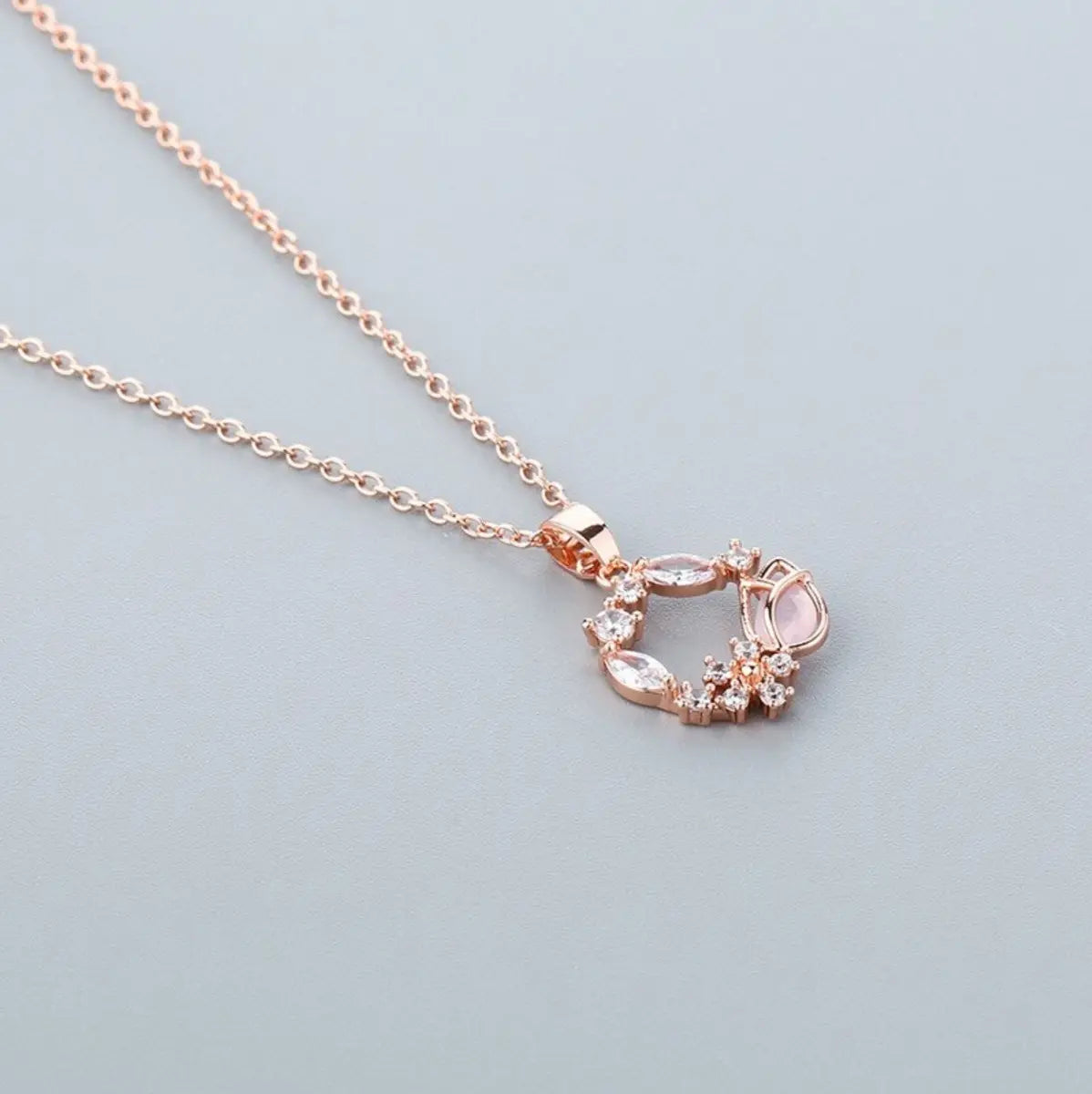 Pink Tulip Flower Necklace – Rose Gold-Tone — image 5
