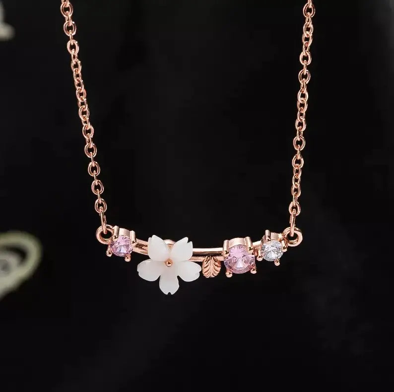 Cherry Blossom Necklace & Earrings Set – Rose Gold-Tone — image 6